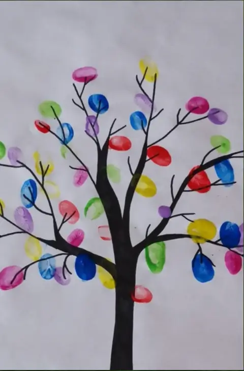 Colorful fingerprint tree artwork