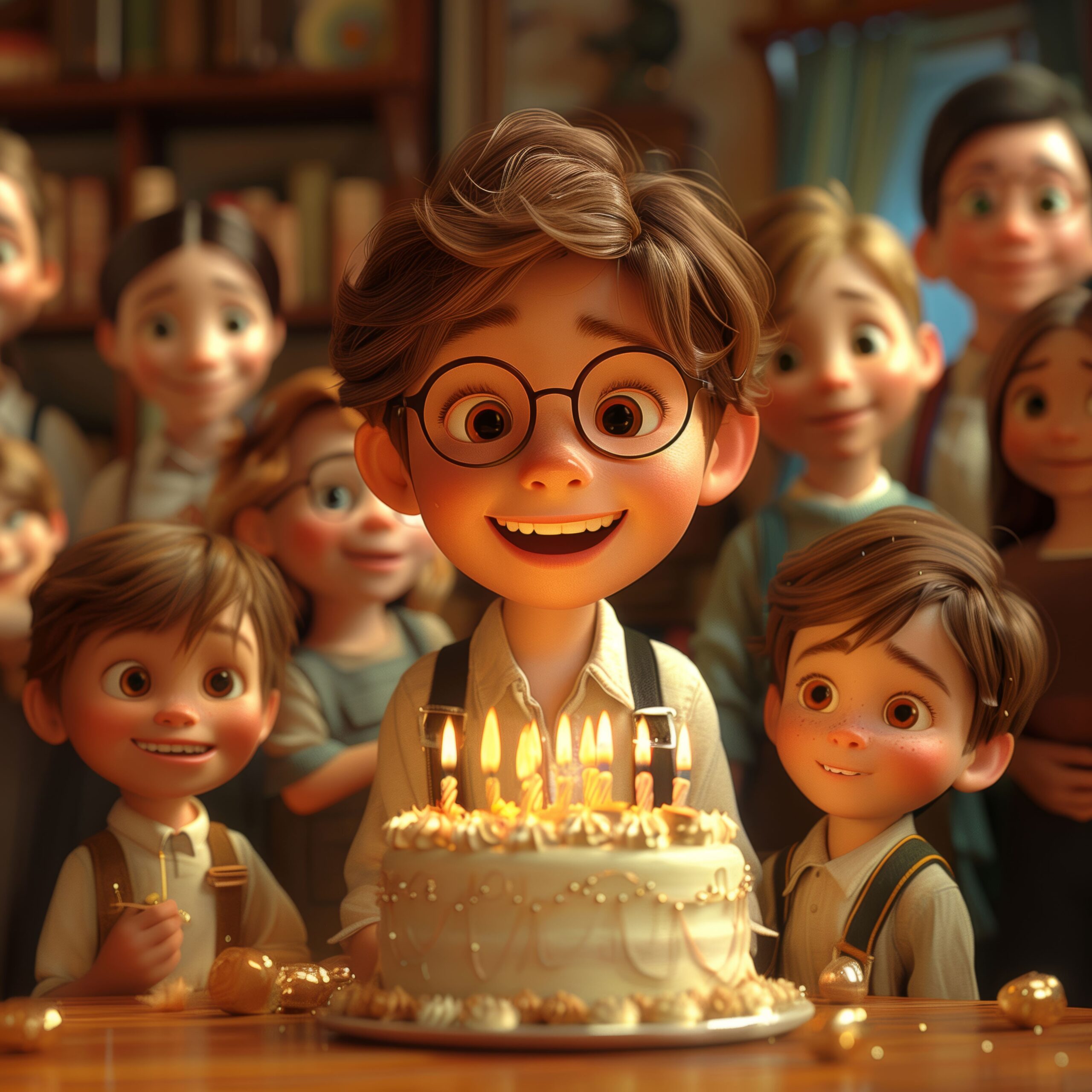 German Family celebrate the birthday Pixar Style cartoon 3d --style raw --stylize 750